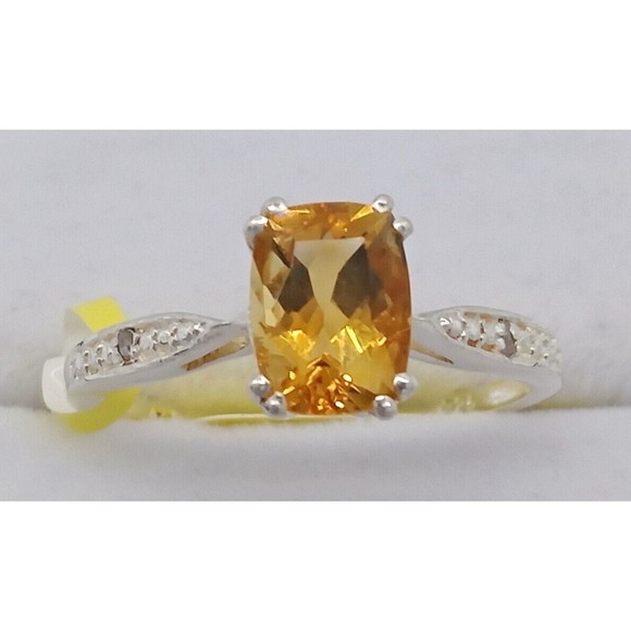Chuck Clemency Yellow Citrine Gemstone Ring Solitaire Sterling Silver 925 Size 7 - Picture 6 of 16